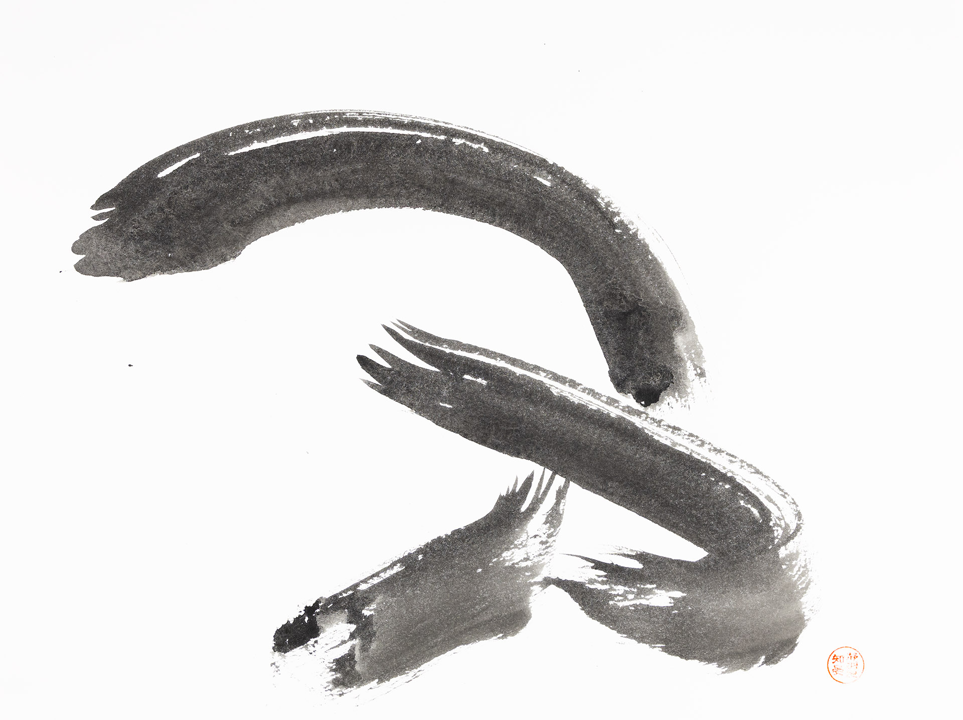 Judo o uchi gari flow in sumi-e art by Sebastiaan van der Greef